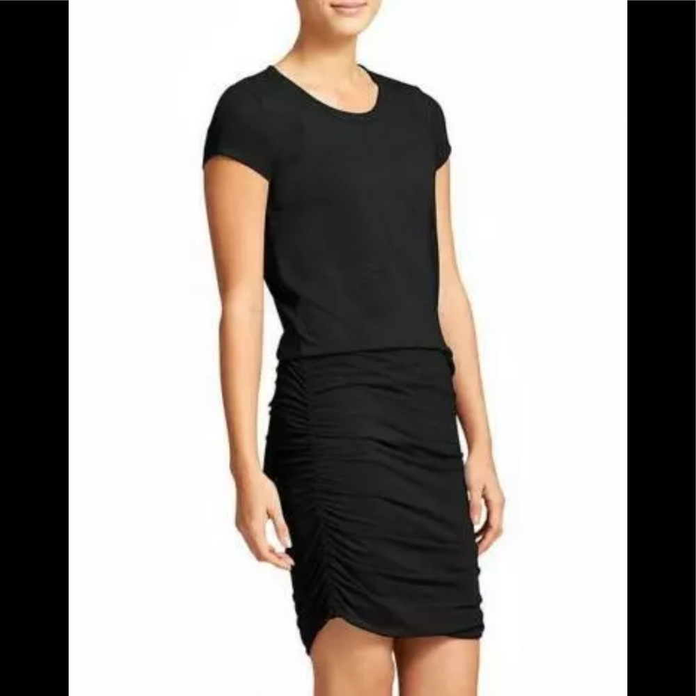 Athleta Topanga Tee Black Ruched Dress
